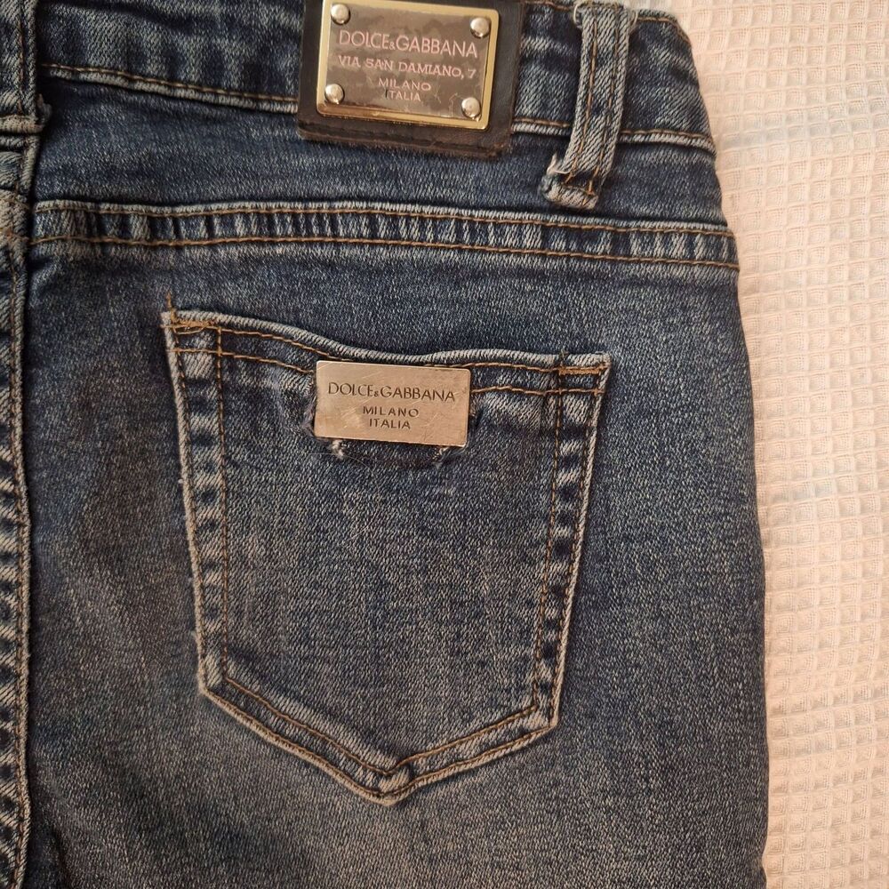 DOLCE & GABBANA Milano Blue Denim Slim Fit Skinny Jeans Sz 28/W26 TWO Logo Tags